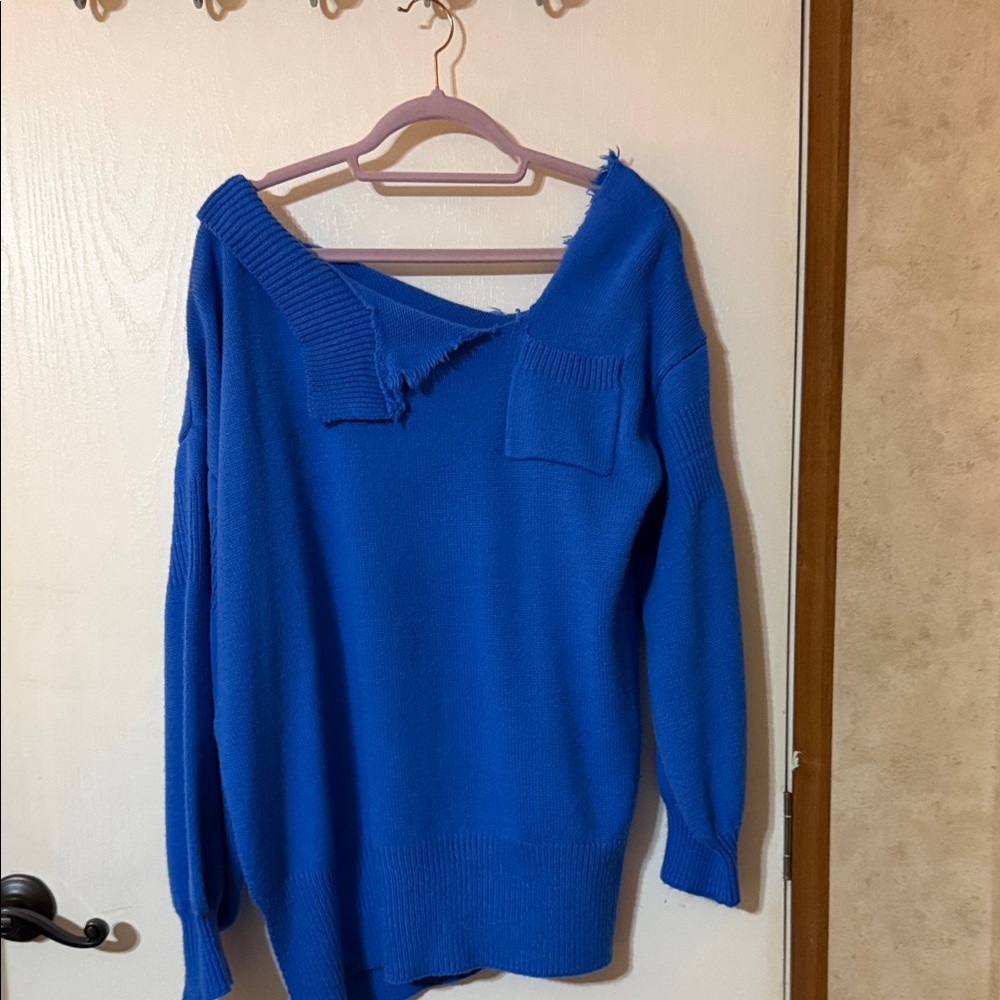 SHEIN Royal Blue Off-the-Shoulder Sweater